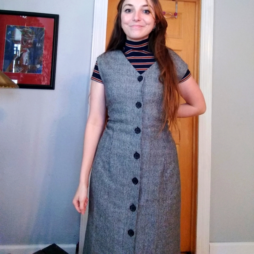 90s sleeveless, tweed, maxi dress by Christy Hall